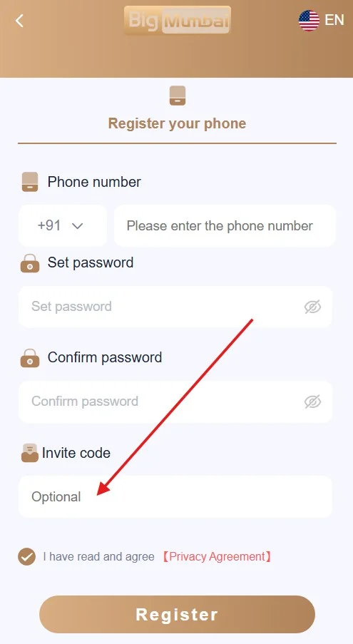 enter the invitation code
